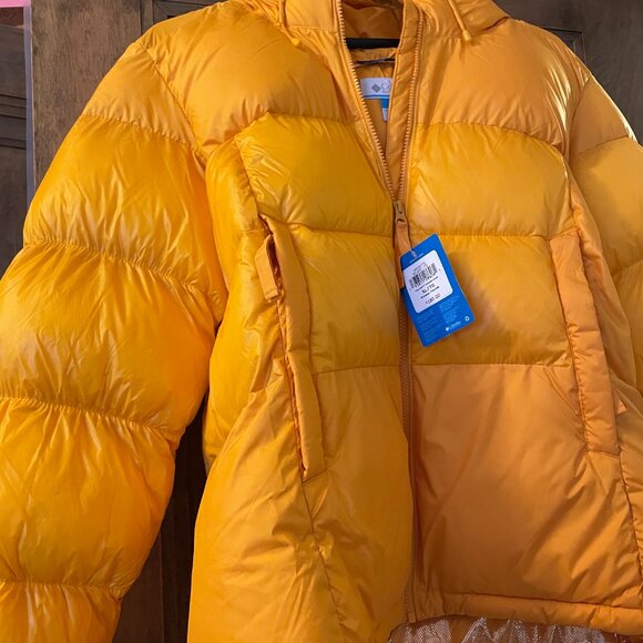 Firm! BNWT Columbia Pike Lake Omni Hooded Puffer Coat Jacket. Yellow Women's XL - Picture 10 of 14